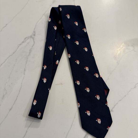 Vintage John Franks Holiday Christmas Tie Santa Navy Blue Red White Mens - Picture 1 of 7